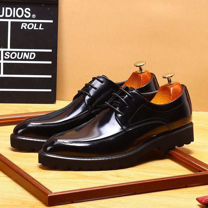 Men's Pointed Derby Dress Shoes: Fashion Chunky Sole Formal
