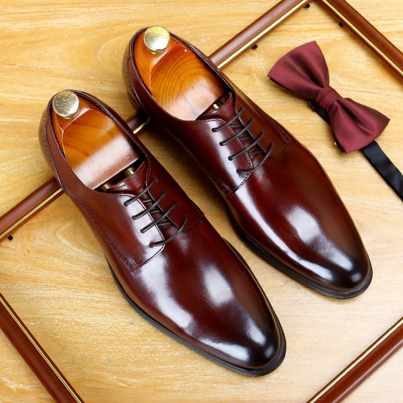 Men's Pointed Derby Dress Shoes: Fashion Patterned Sole Formal