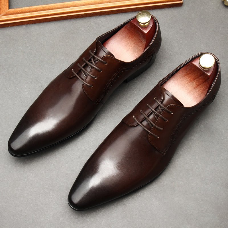 Men's Pointed Derby Shoes: Stylish Groomsmen Wedding Dress Shoesyes