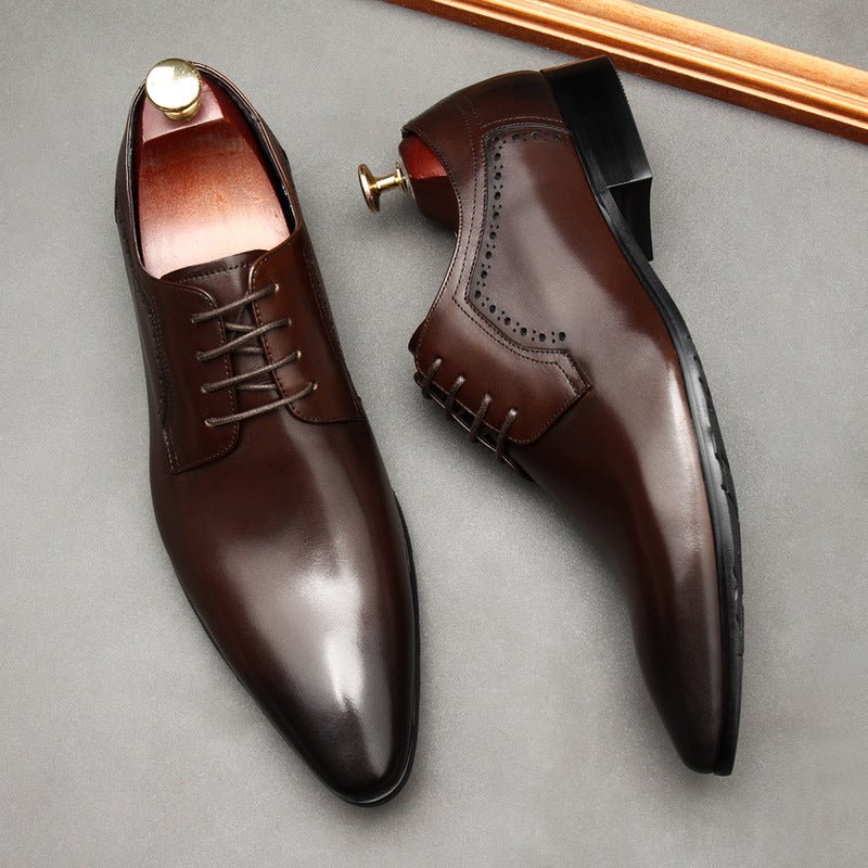 Men's Pointed Derby Shoes: Stylish Groomsmen Wedding Dress Shoesyes