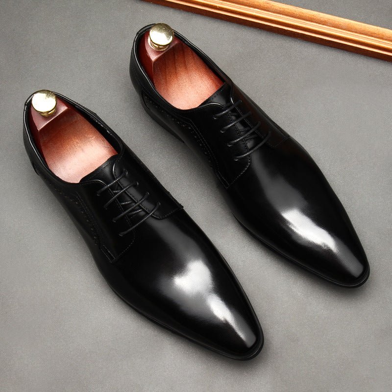 Men's Pointed Derby Shoes: Stylish Groomsmen Wedding Dress Shoesyes