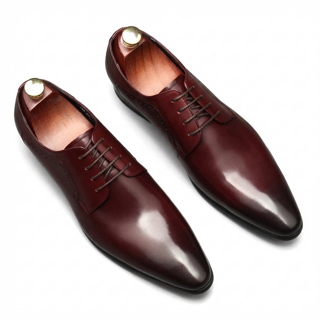 Men's Pointed Derby Shoes: Stylish Groomsmen Wedding Dress Shoesyes