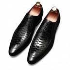 Men's Pointed Snakeskin Derby: Stylish Wedding Formal Dress Shoesyes