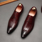 Men's Pointed Snakeskin Derby: Stylish Wedding Formal Dress Shoesyes