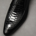 Men's Pointed Snakeskin Derby: Stylish Wedding Formal Dress Shoesyes