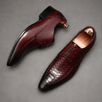 Men's Pointed Snakeskin Derby: Stylish Wedding Formal Dress Shoesyes