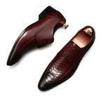 Men's Pointed Snakeskin Derby: Stylish Wedding Formal Dress Shoesyes