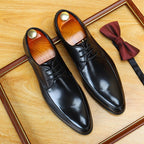 Men's Pointed Toe Dress Shoes: Genuine Leather Formal Business Shoes