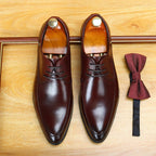 Men's Pointed Toe Dress Shoes: Genuine Leather Formal Business Shoes