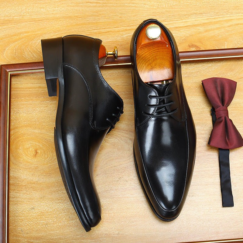 Men's Pointed Toe Dress Shoes: Genuine Leather Formal Business Shoes