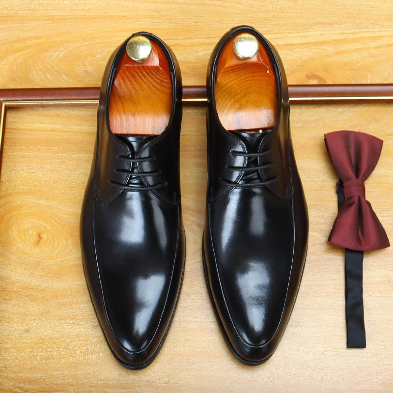 Men's Pointed Toe Dress Shoes: Genuine Leather Formal Business Shoes