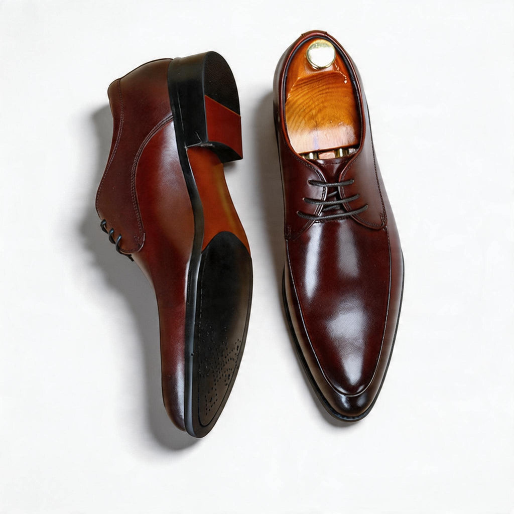 Men's Pointed Toe Dress Shoes: Genuine Leather Formal Business Shoes