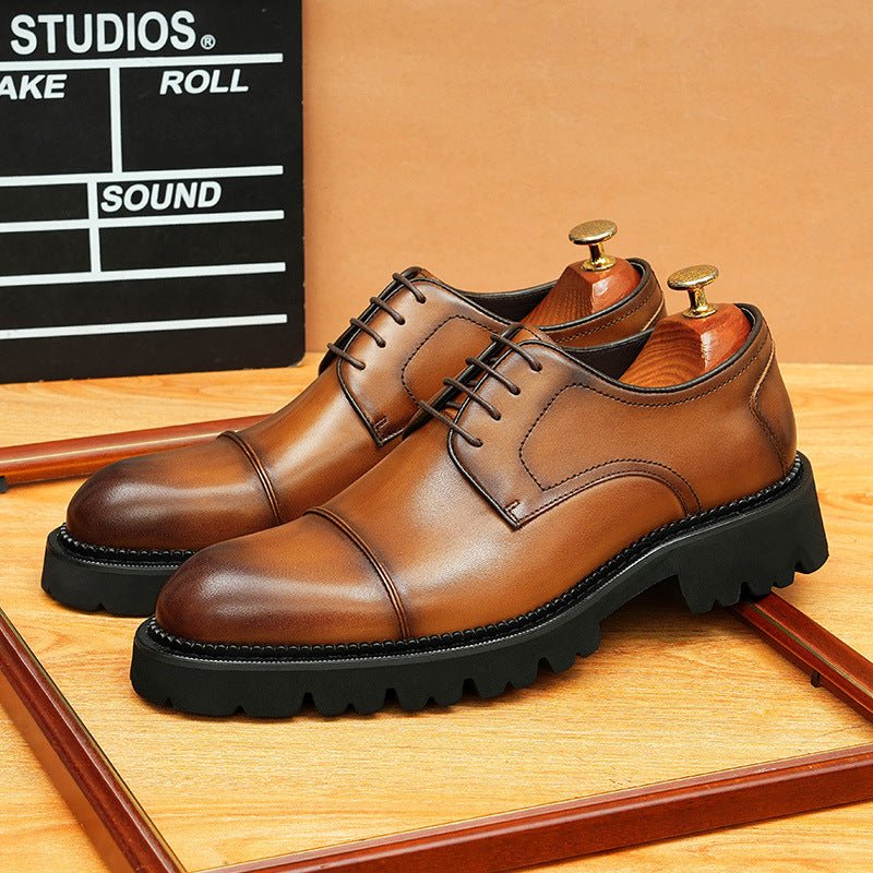 Men's Premium Cap Toe Derby: Fashion Chunky Business Formal