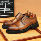 Men's Premium Cap Toe Derby: Fashion Chunky Business Formal