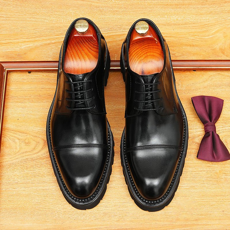 Men's Premium Cap Toe Derby: Fashion Chunky Business Formal