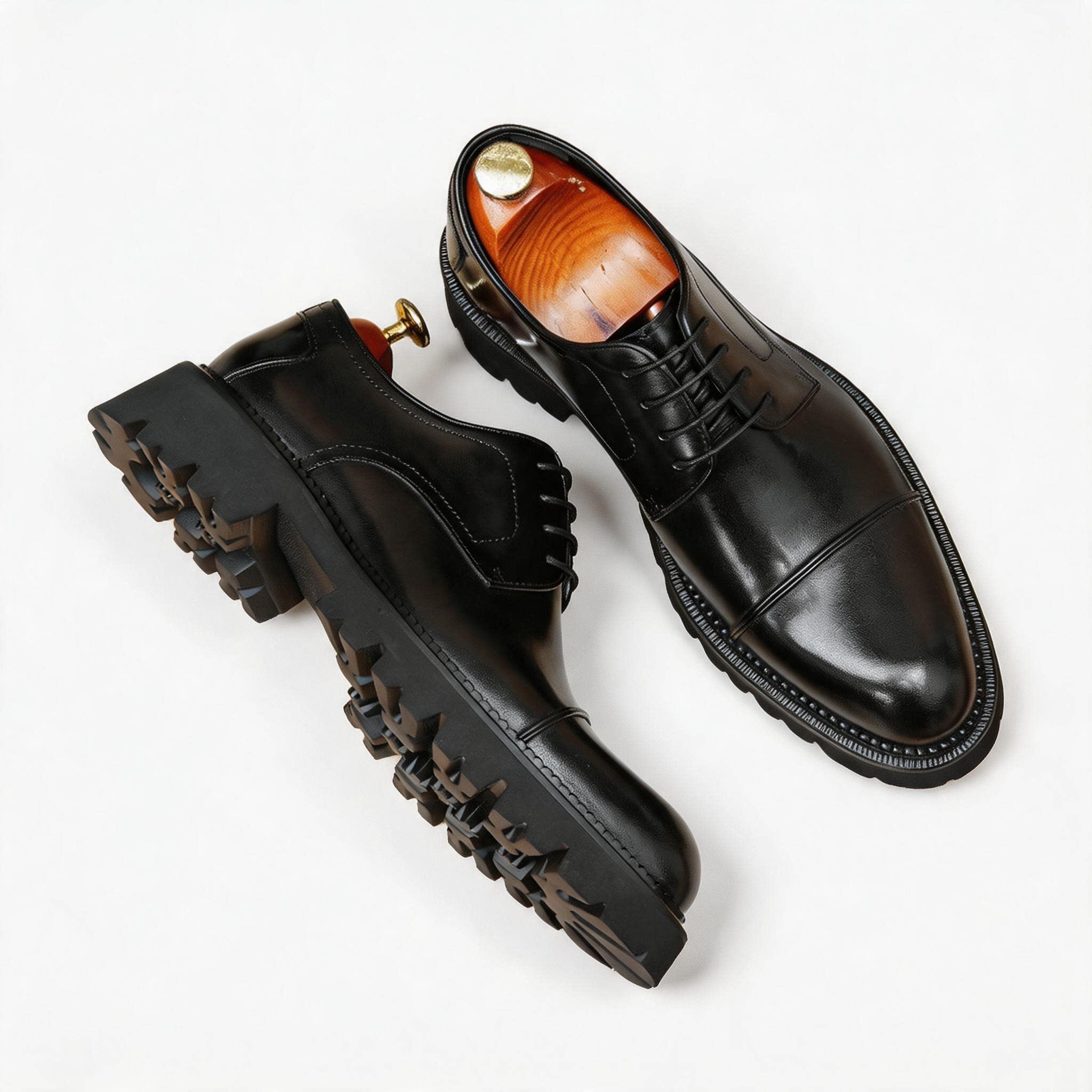 Men's Premium Cap Toe Derby: Fashion Chunky Business Formal