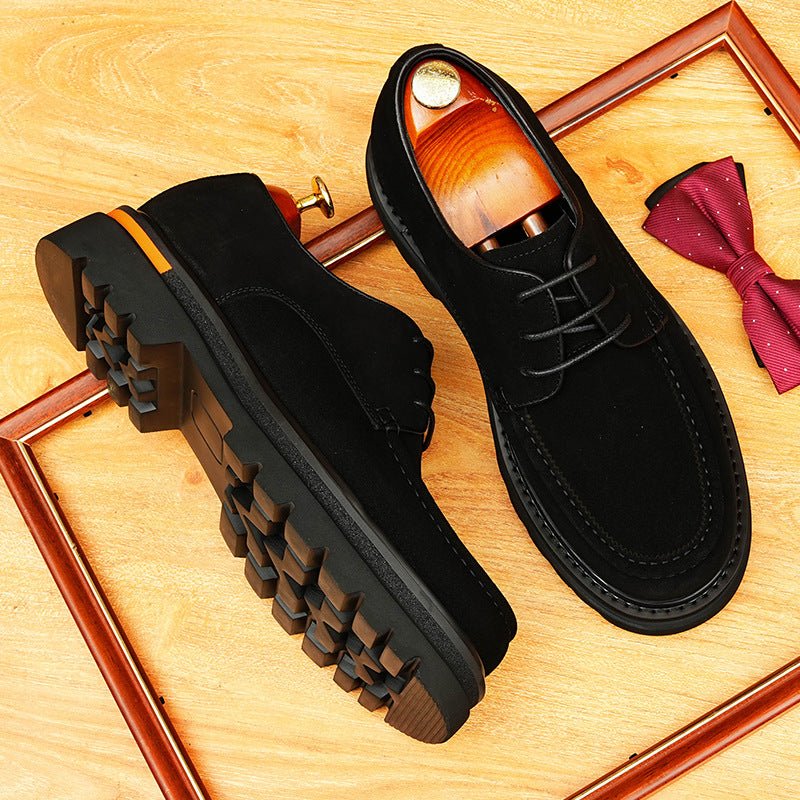 Men's Premium Suede Derby: Fashion Chunky Business Dress Shoes