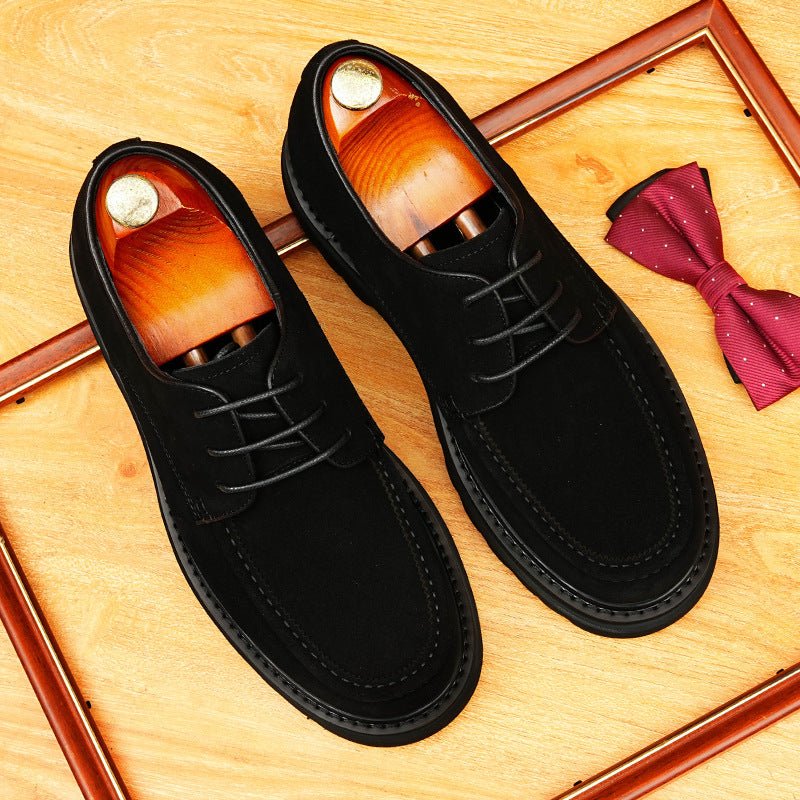 Men's Premium Suede Derby: Fashion Chunky Business Dress Shoes