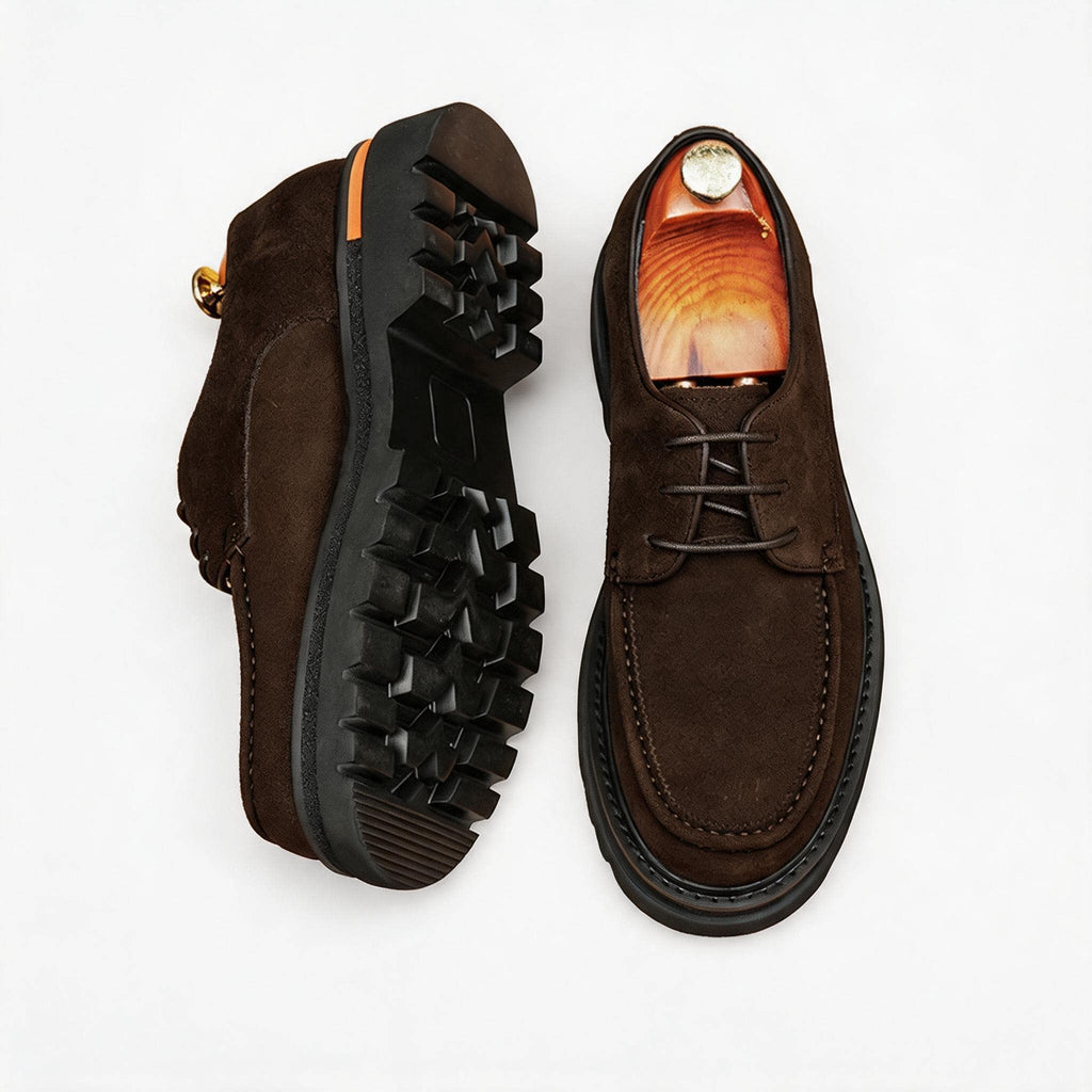 Men's Premium Suede Derby: Fashion Chunky Business Dress Shoes
