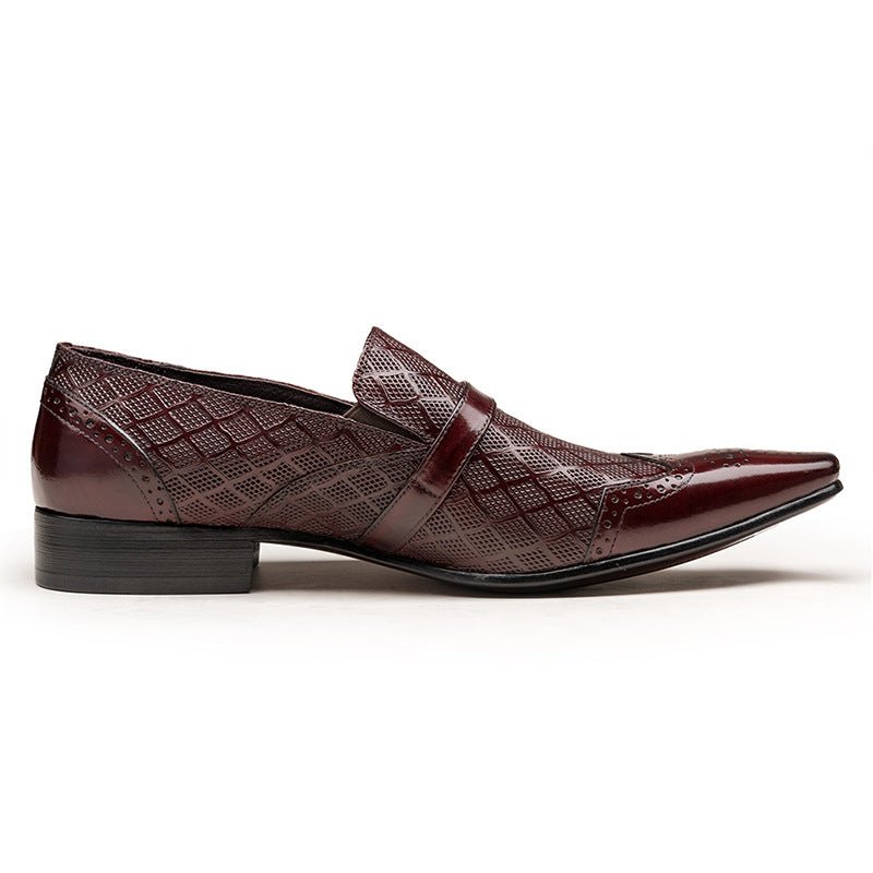 Men's Red Bottom Dress Shoes: Stylish Diamond Embossed Wedding Loafersyes
