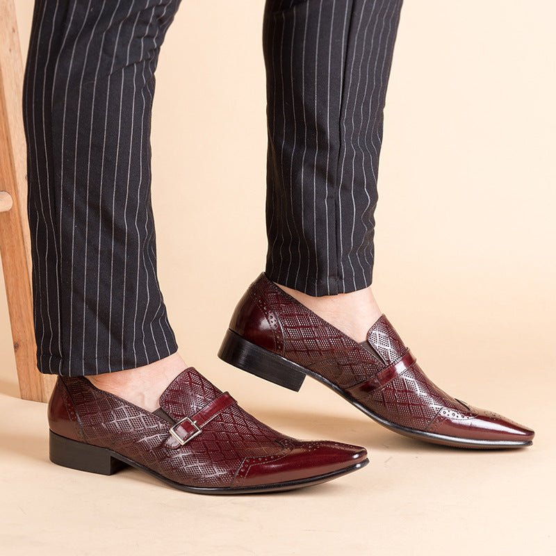 Men's Red Bottom Dress Shoes: Stylish Diamond Embossed Wedding Loafersyes