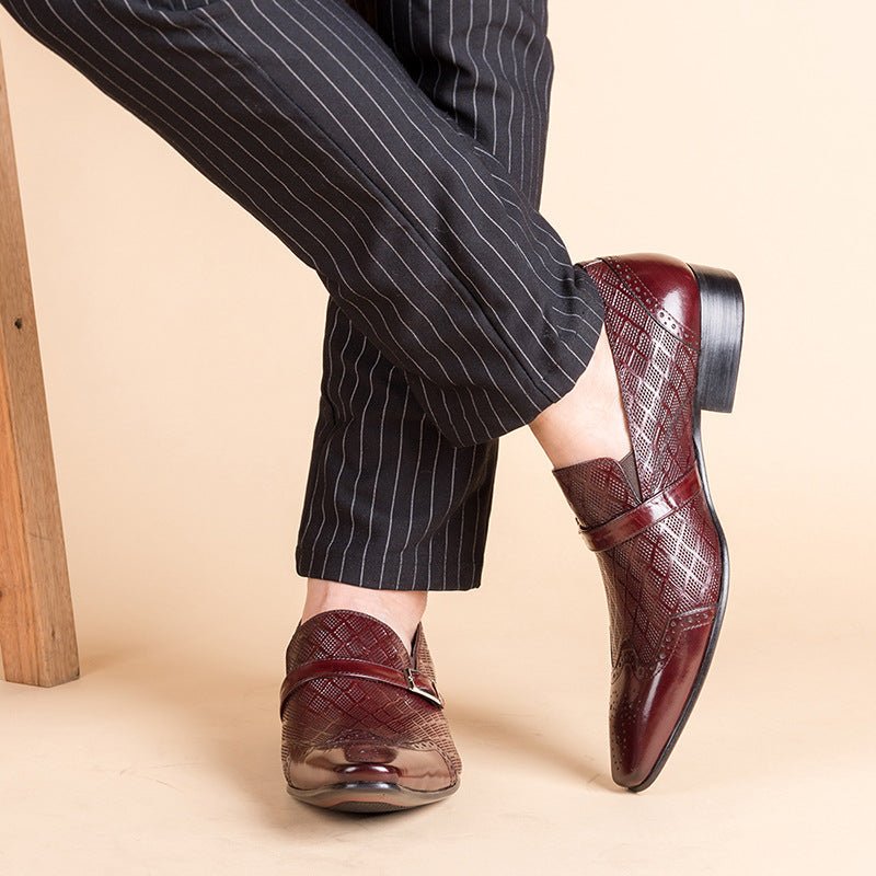 Men's Red Bottom Dress Shoes: Stylish Diamond Embossed Wedding Loafersyes