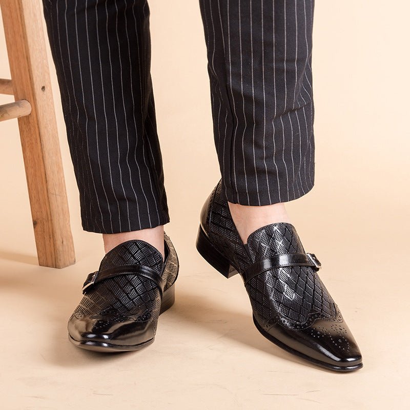Men's Red Bottom Dress Shoes: Stylish Diamond Embossed Wedding Loafersyes