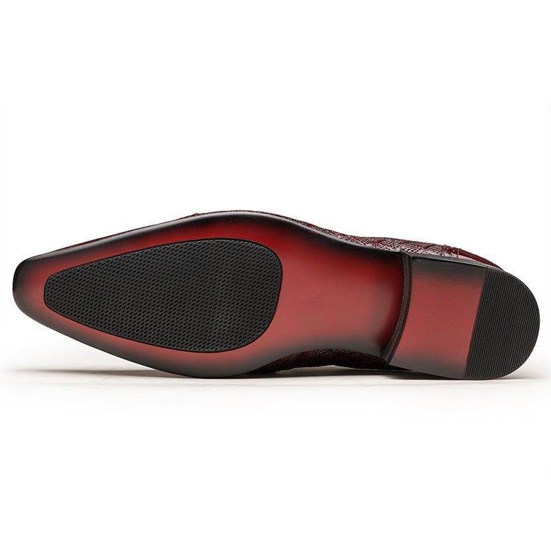 Men's Red Bottom Dress Shoes: Stylish Diamond Embossed Wedding Loafersyes