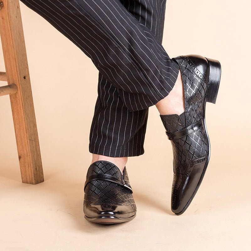 Men's Red Bottom Dress Shoes: Stylish Diamond Embossed Wedding Loafersyes