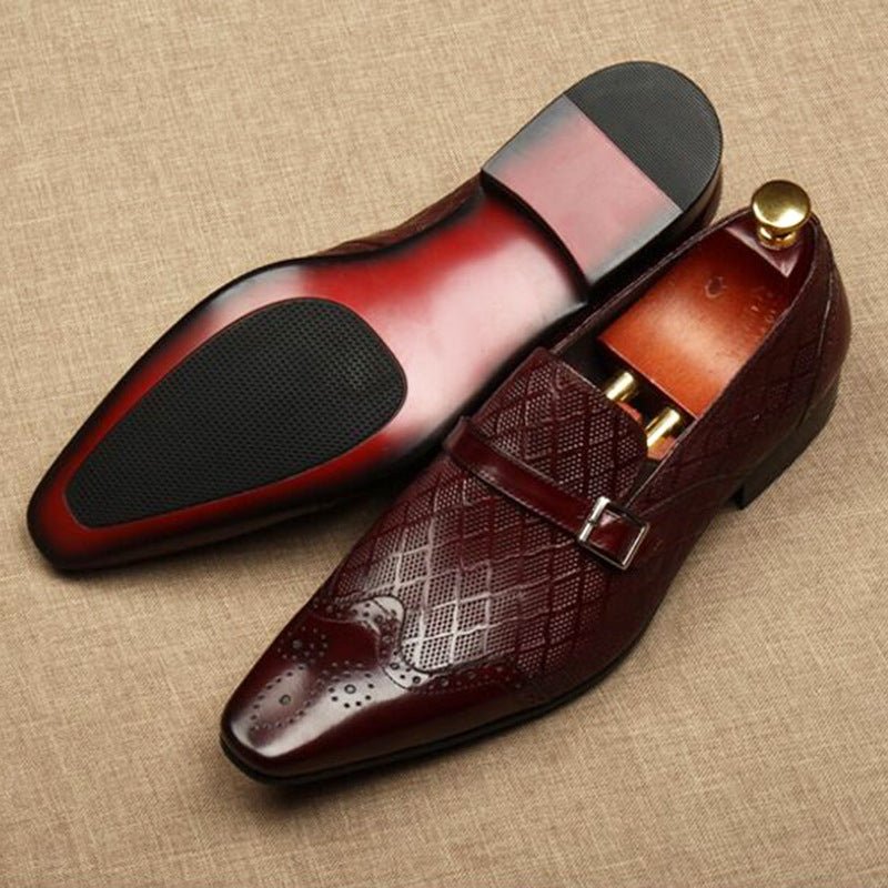 Men's Red Bottom Dress Shoes: Stylish Diamond Embossed Wedding Loafersyes