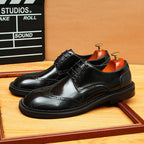 Men's Round Toe Brogue Derby: Fashion Contrast Stitch Formal