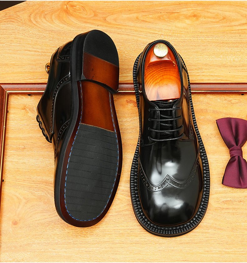 Men's Round Toe Brogue Derby: Fashion Contrast Stitch Formal
