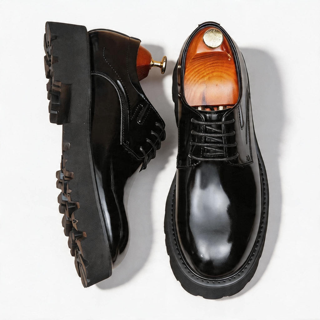 Men's Round Toe Derby: Fashion Chunky Lug Sole Formal Dress