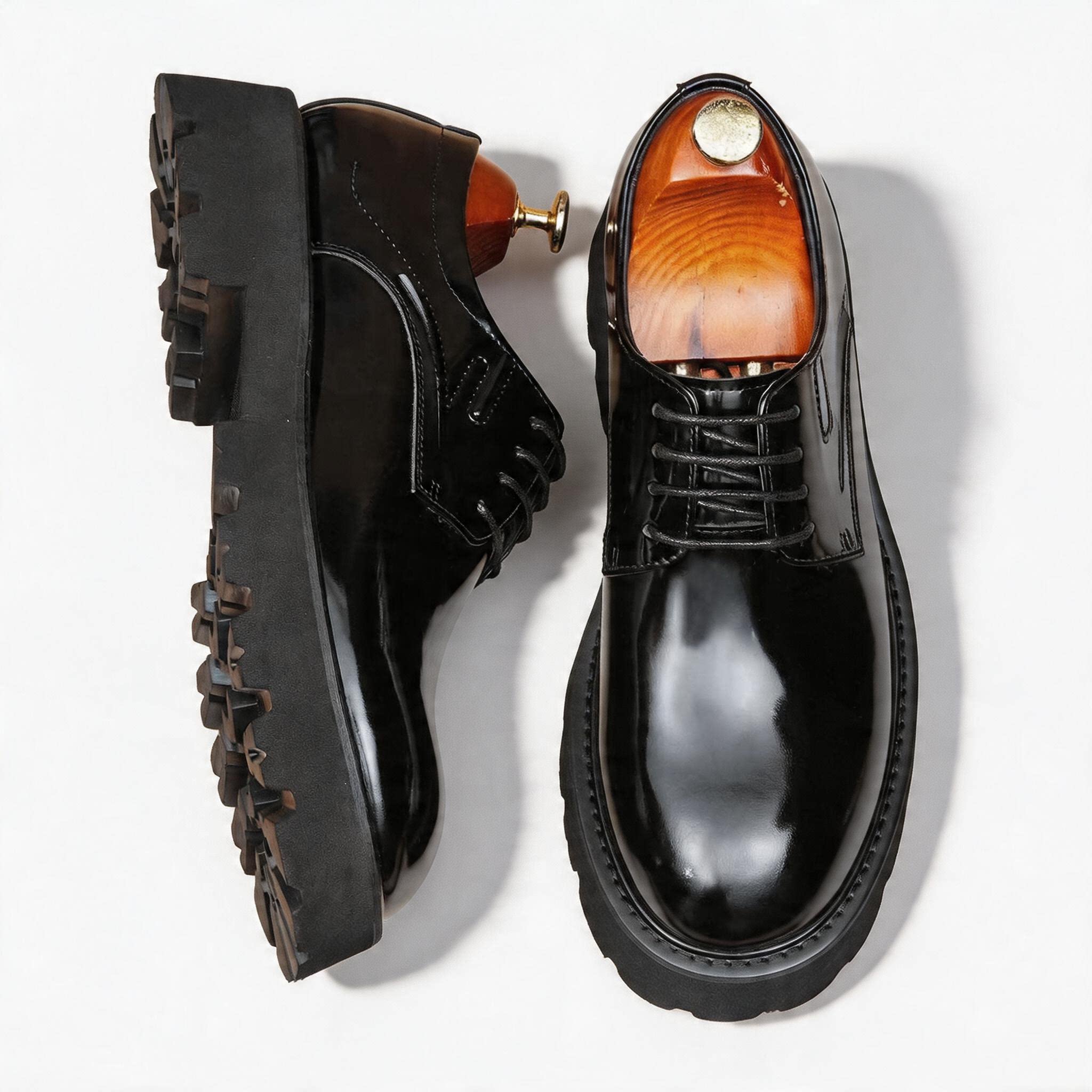 Men's Round Toe Derby: Fashion Chunky Lug Sole Formal Dress