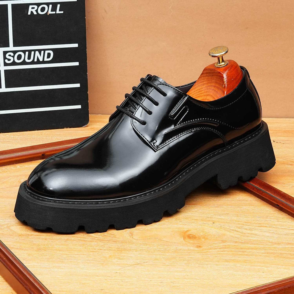 Men's Round Toe Derby: Fashion Chunky Lug Sole Formal Dress