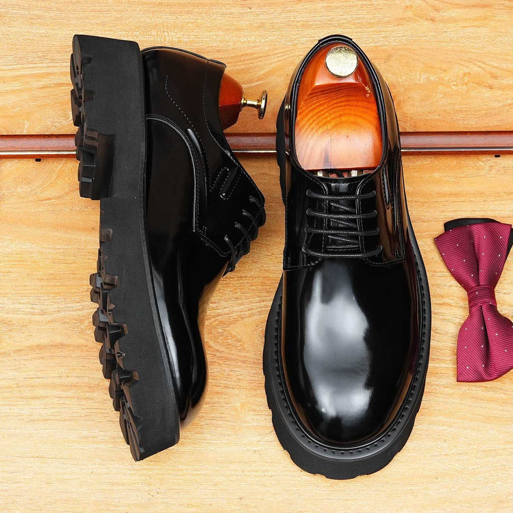 Men's Round Toe Derby: Fashion Chunky Lug Sole Formal Dress