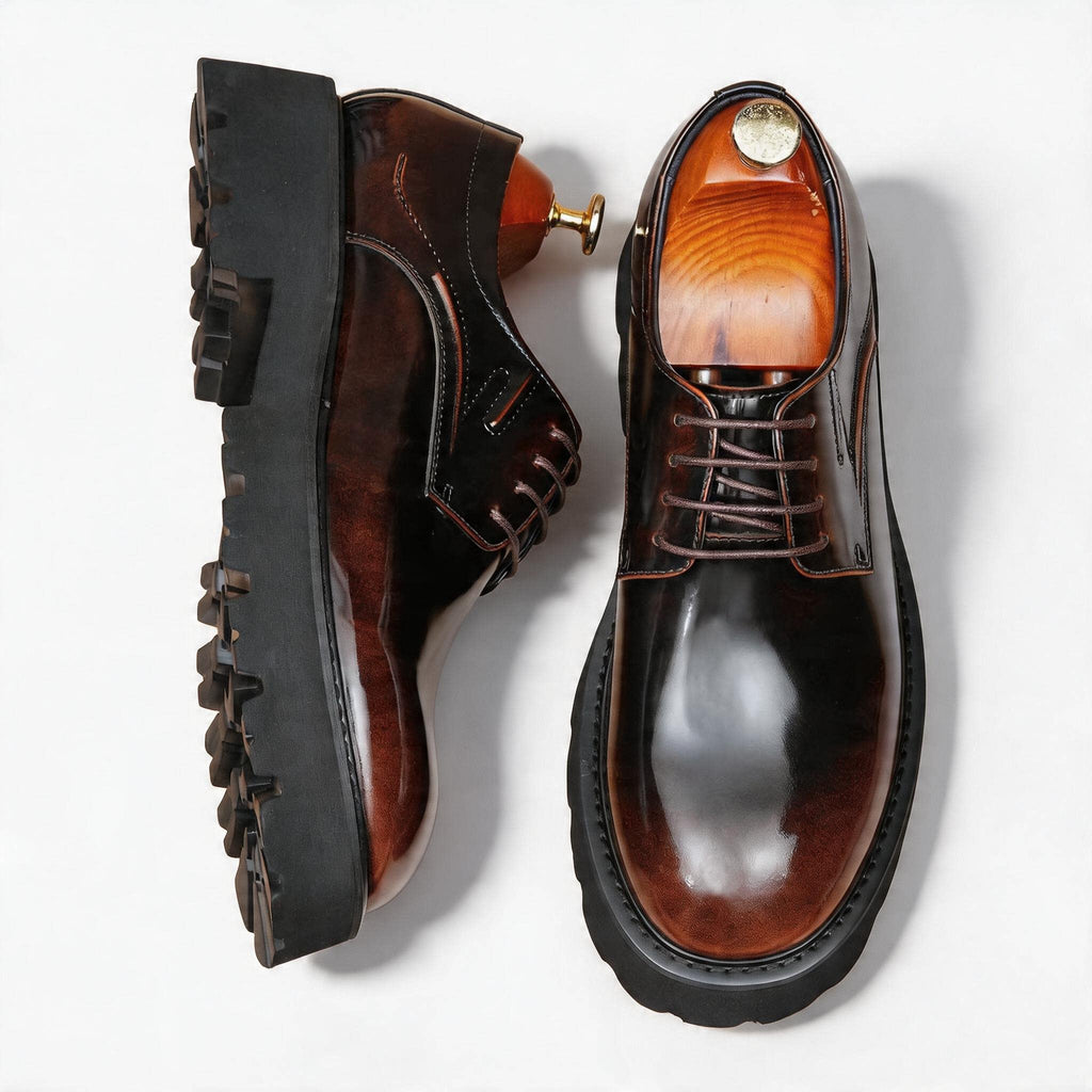 Men's Round Toe Derby: Fashion Chunky Lug Sole Formal Dress