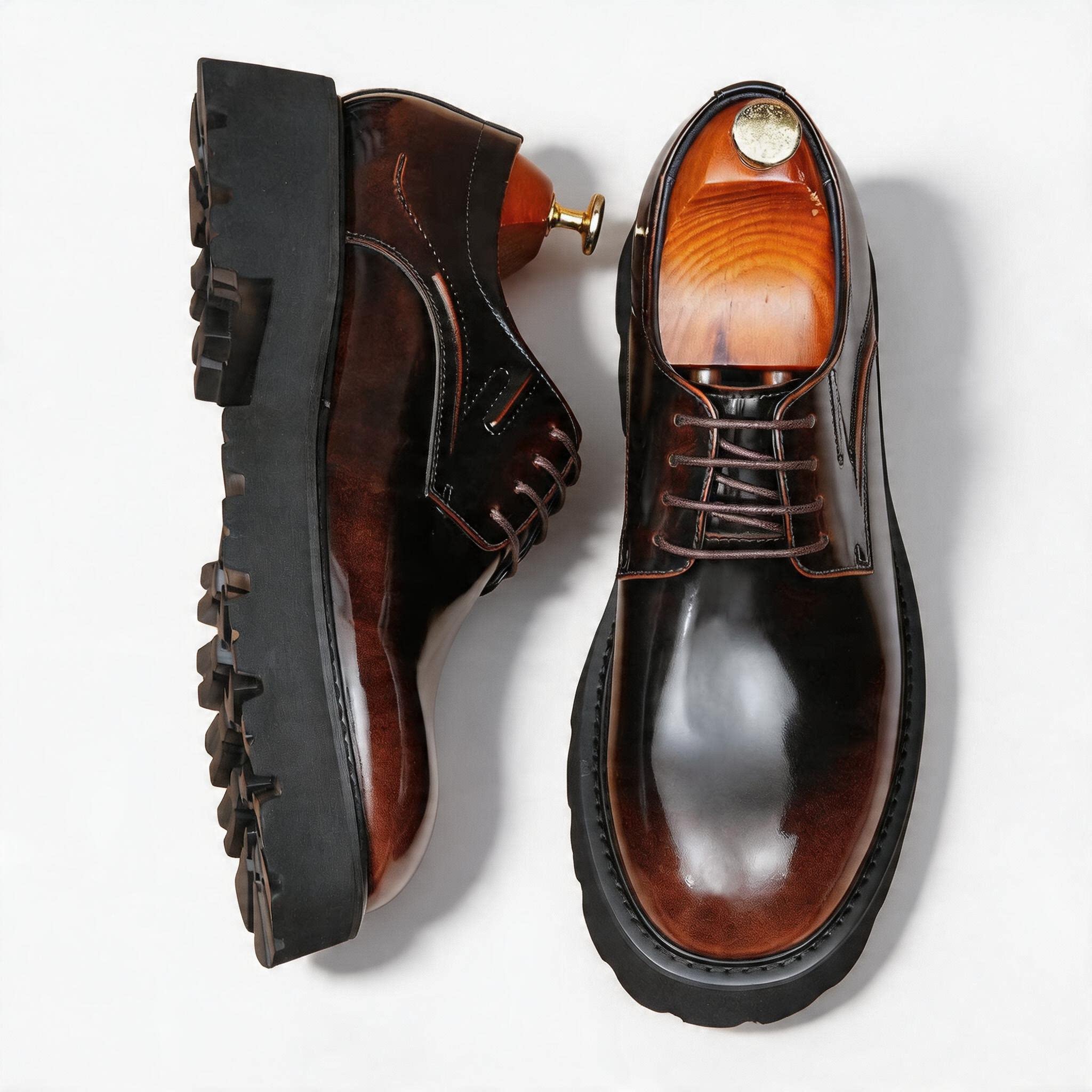 Men's Round Toe Derby: Fashion Chunky Lug Sole Formal Dress