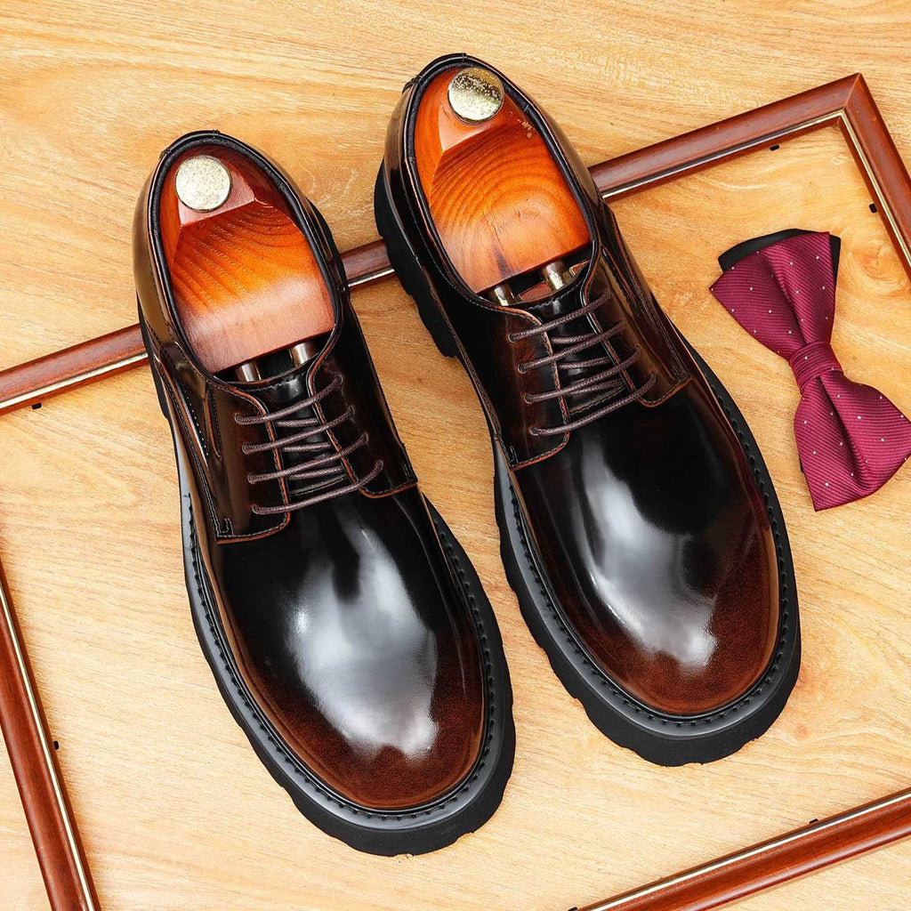 Men's Round Toe Derby: Fashion Chunky Lug Sole Formal Dress