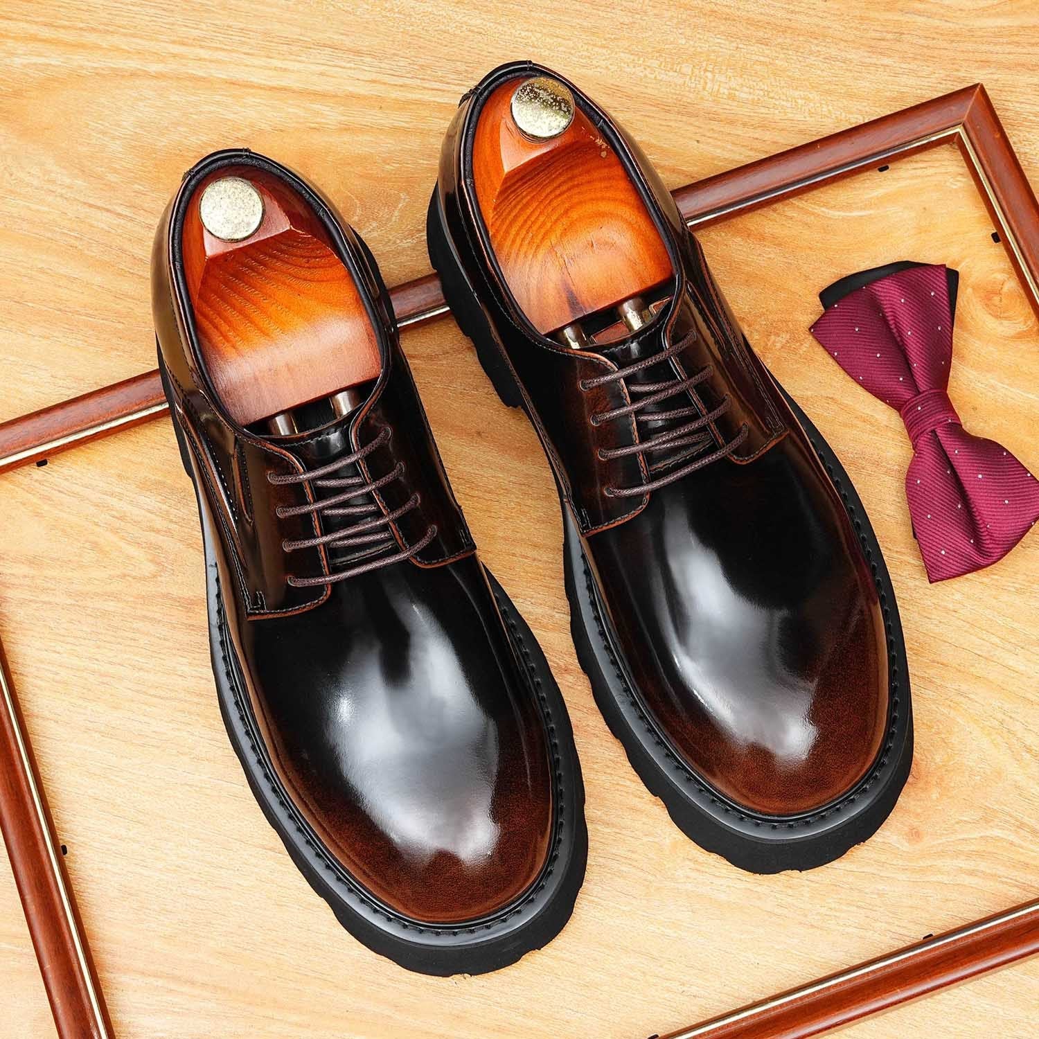 Men's Round Toe Derby: Fashion Chunky Lug Sole Formal Dress