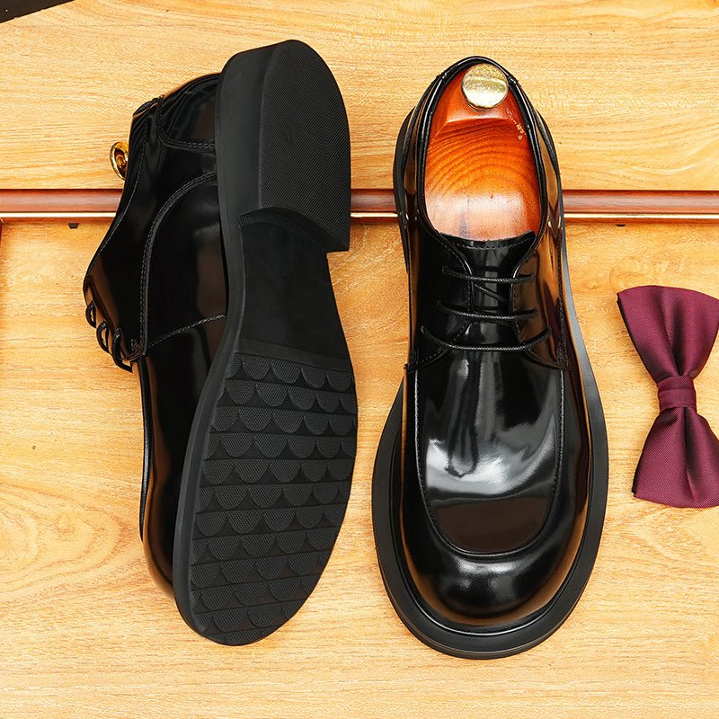 Men's Round Toe Derby: Fashion Chunky Sole Moc Toe Formal