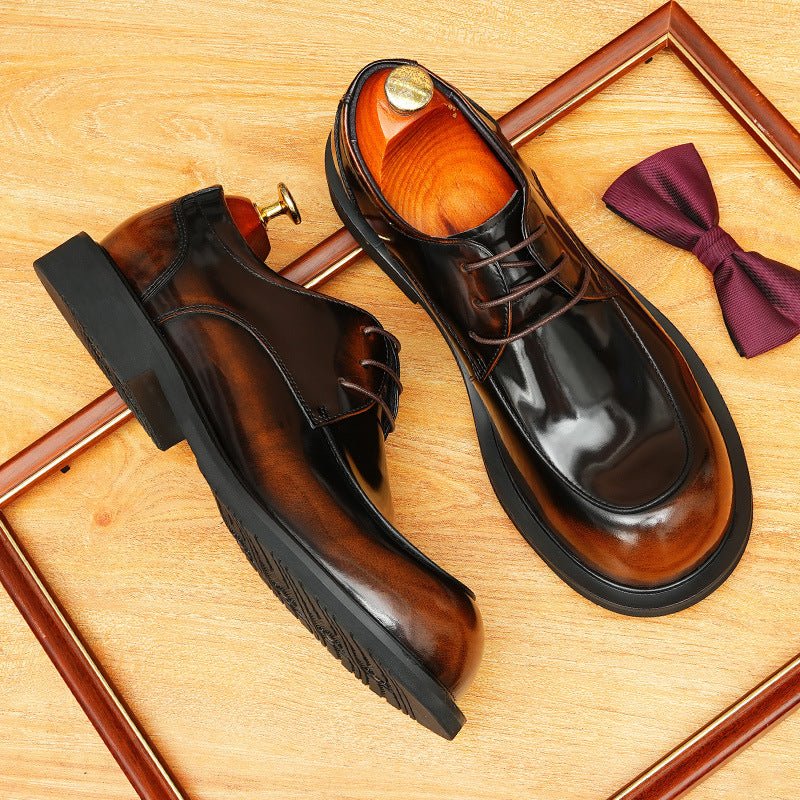 Men's Round Toe Derby: Fashion Chunky Sole Moc Toe Formal