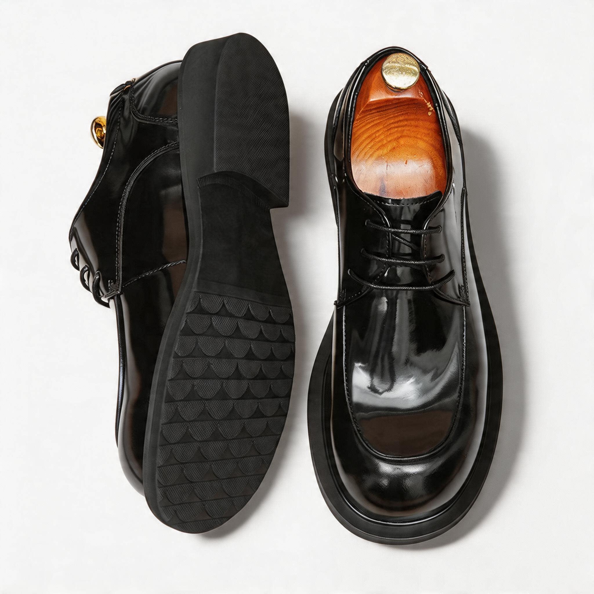 Men's Round Toe Derby: Fashion Chunky Sole Moc Toe Formal