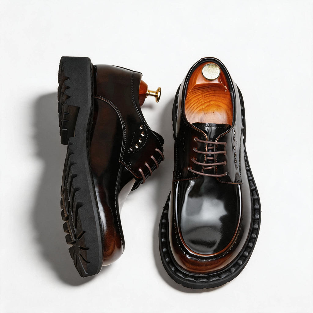 Men's Round Toe Derby: Fashion Chunky Sole Studded Formal