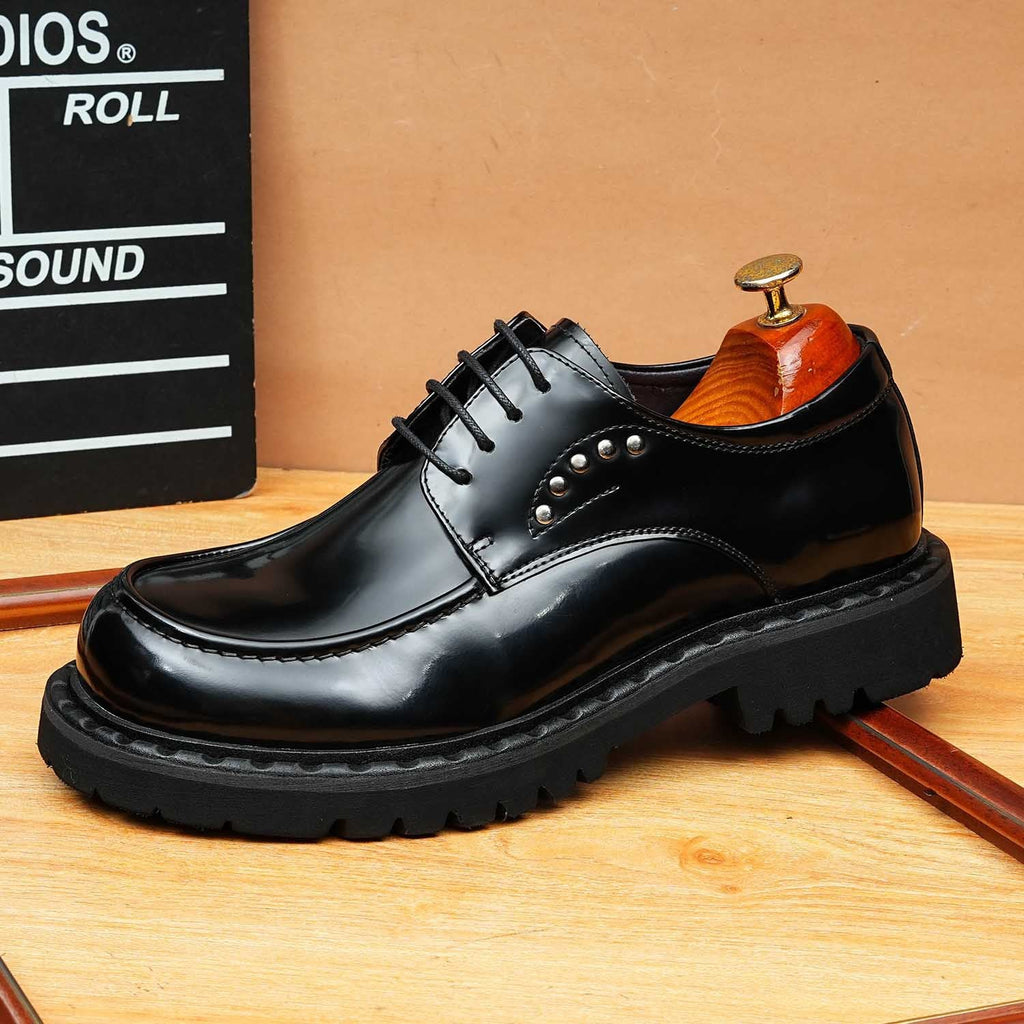 Men's Round Toe Derby: Fashion Chunky Sole Studded Formal