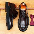 Men's Round Toe Derby: Fashion Contrast Welt Chunky Formal