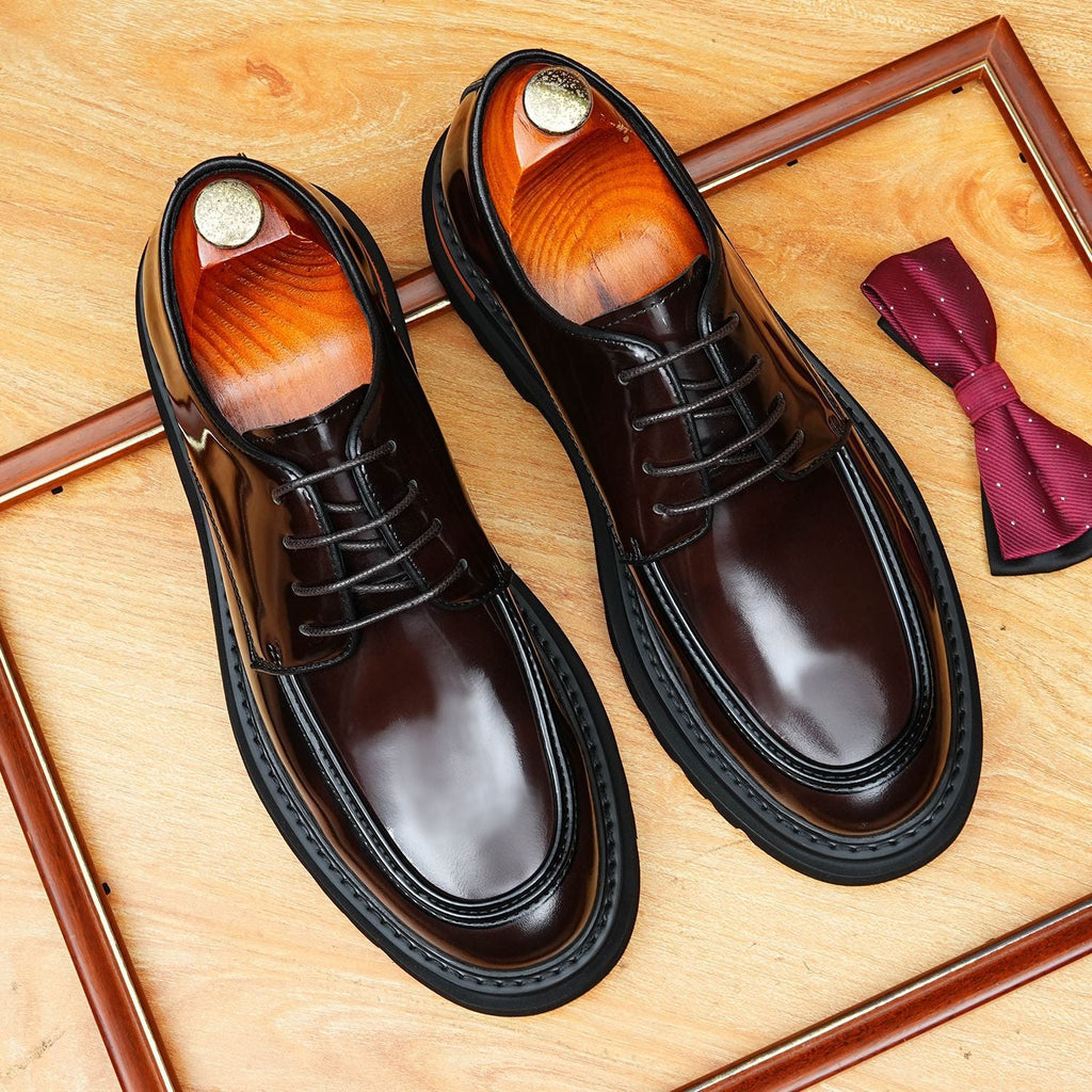 Men's Round Toe Derby: Fashion Contrast Welt Chunky Formal