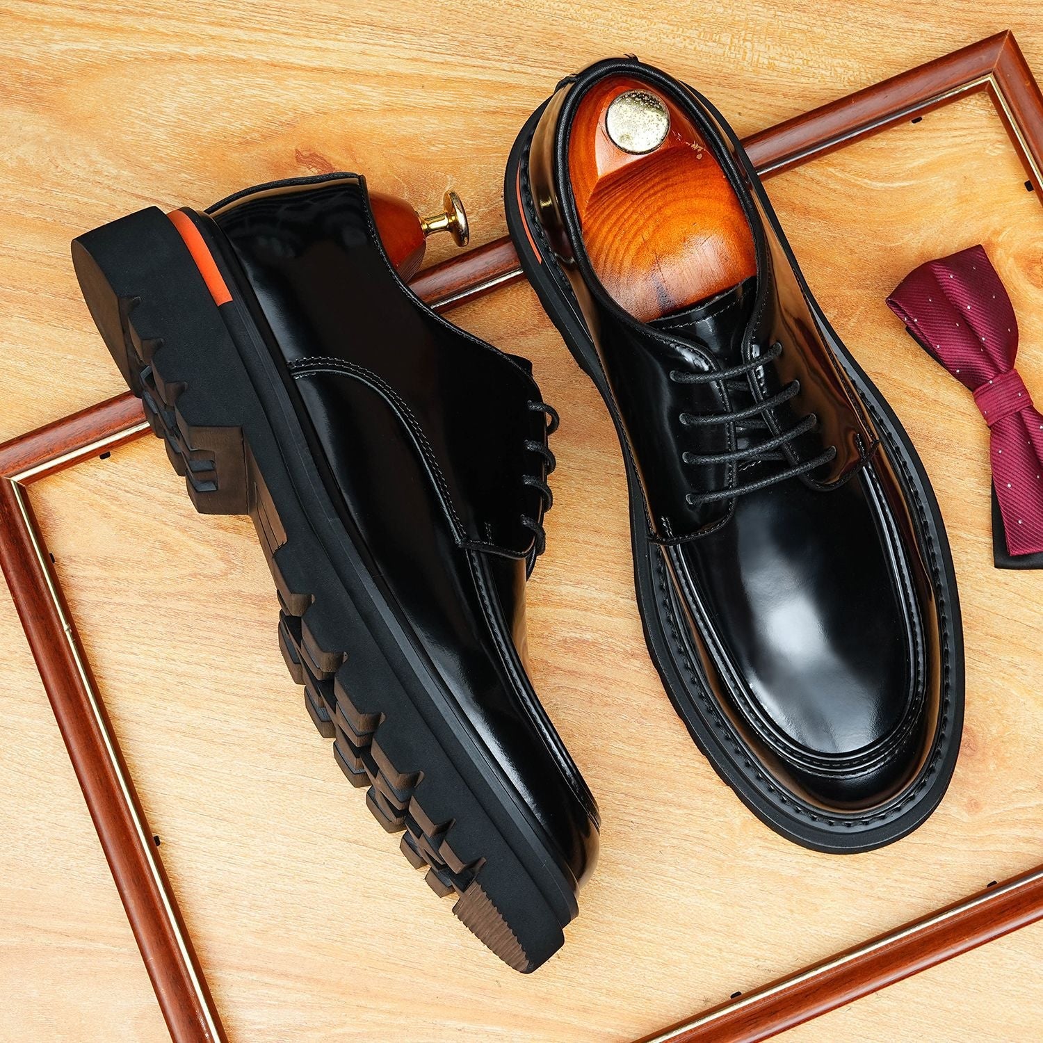 Men's Round Toe Derby: Fashion Contrast Welt Chunky Formal