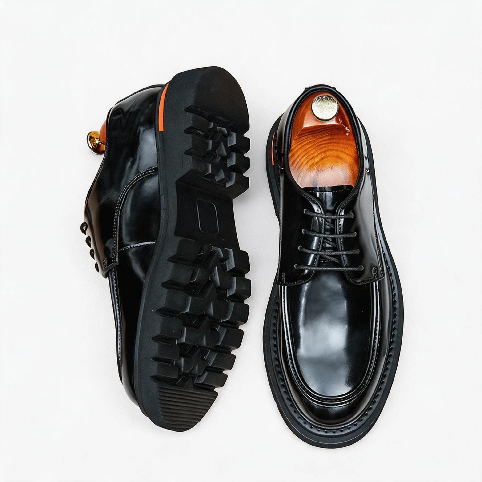 Men's Round Toe Derby: Fashion Contrast Welt Chunky Formal