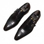 Men's Scale Embossed Monk Shoes: Fashion Gala Wedding Dress Shoesyes